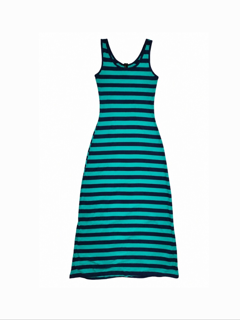 Forever 21 Teal & Navy Blue Striped Maxi Dress - Tank Style, Size Small